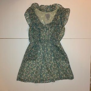 Aryn K Green Pink Floral Ruffle Sleeveless Dress